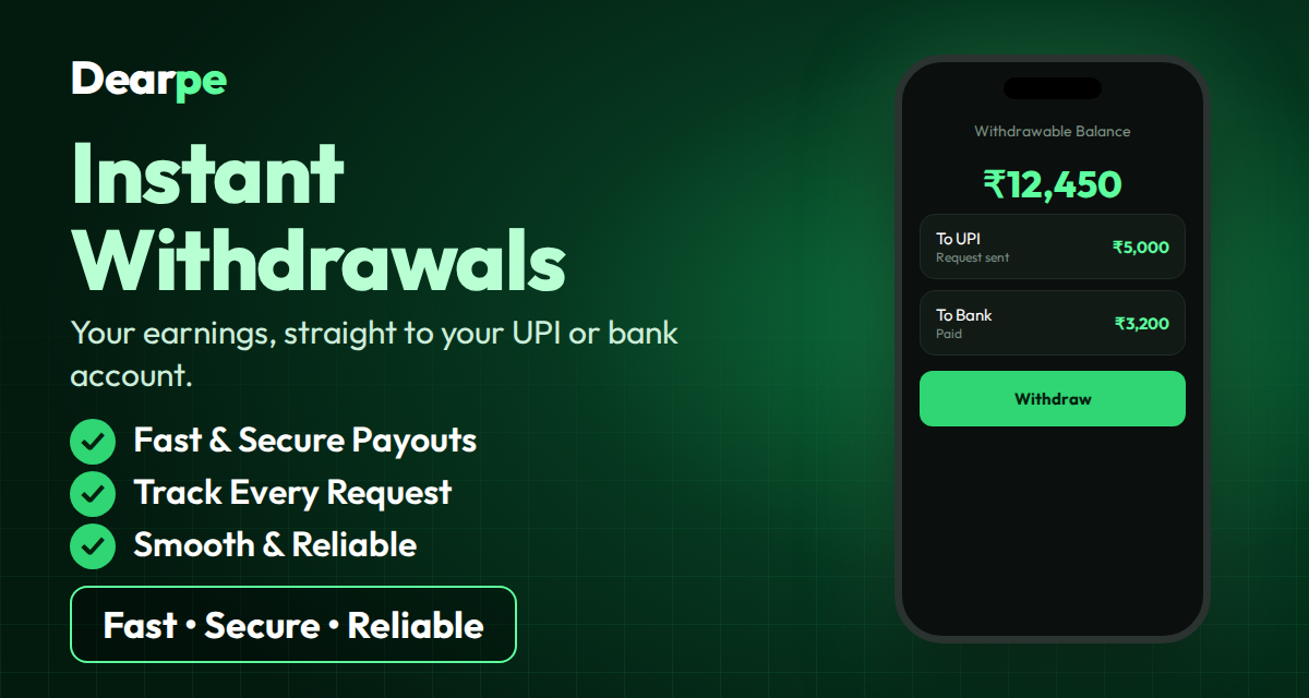 Dearpe - Instant withdrawals